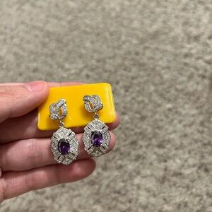 14K Gold Plated Lab created Amethyst Earrings